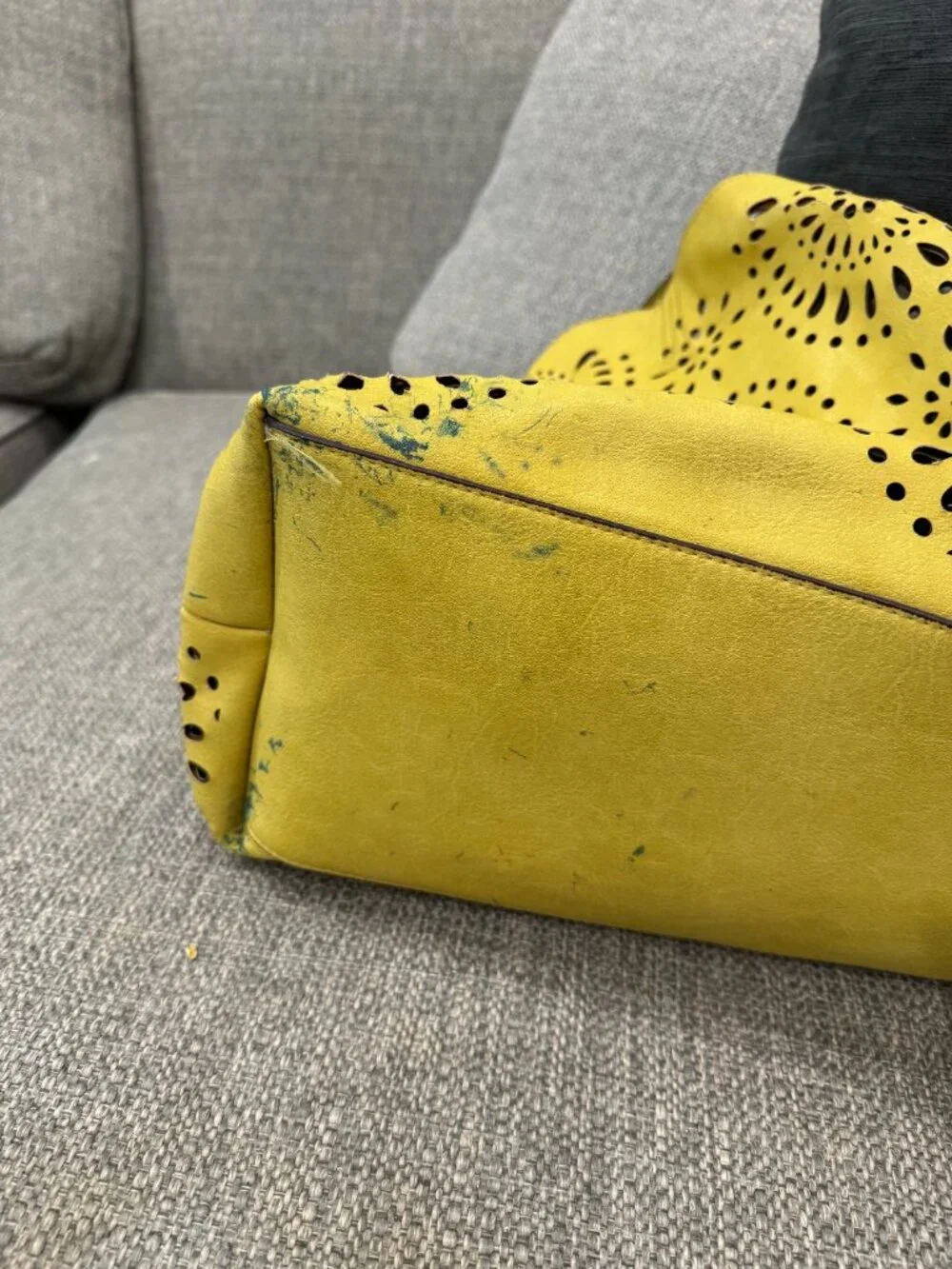 Echo Design Reversible Laser Cut Tote Bronze Metallic Yellow Mandala Handbag